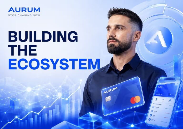 Aurum Building the Ecosystem featured image showing AI finance, digital banking, crypto card, and platform growth strategy