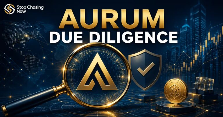 Aurum Foundation due diligence review with fintech, crypto, AI trading, and trust-focused imagery.